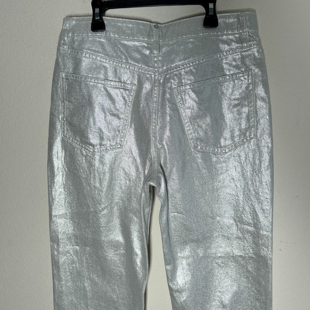 Rebecca Minkoff Silver Metallic Straight Leg Jeans Size 8 Y2K - Picture 11 of 12